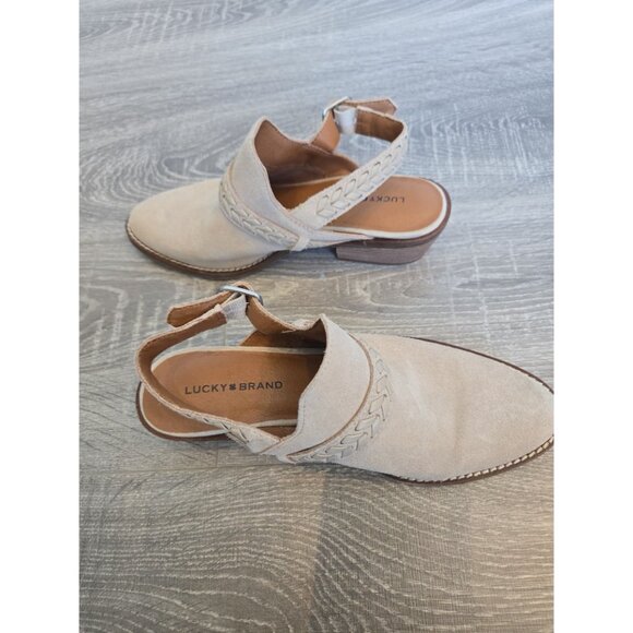 Lucky brand feyn suede light tan clog womans sz 6.5 - Picture 5 of 6